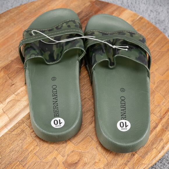 Bernardo Green Camo Flat Pool Slide Sandals Size 10 - Picture 4 of 5